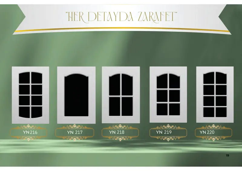 YN216 – YN220 camlı vitrin kapakları — Yonca Orman Ürünleri kapak kataloğu