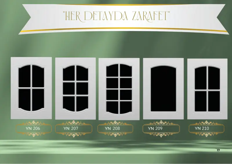 YN206 – YN210 kemerli camlı kapaklar — Yonca Orman Ürünleri kapak kataloğu