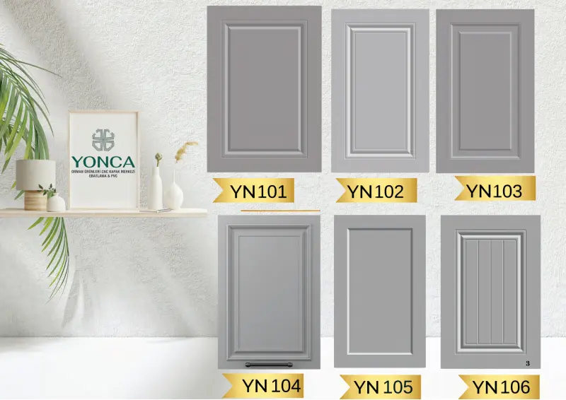 YN101 – YN106 çerçeveli membran mutfak kapakları — Yonca Orman Ürünleri kapak kataloğu